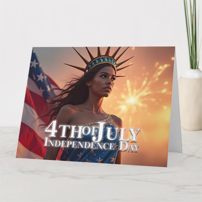 Cartão Esplêndido Design de 4 de Julho - Fogos de Artifíc (Frente)
