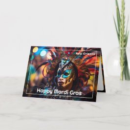 Cartão 💚 💜 💛 Esplendor de Penas: Opulência Mardi Gras