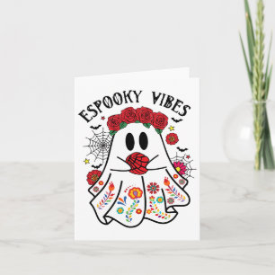 Cartão Espooky Vibes Halloween Fantasma Mexicano Concha S