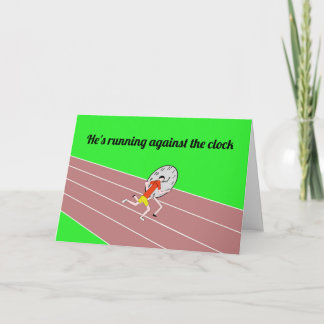 Cartão esporte dizendo correr contra o relógio