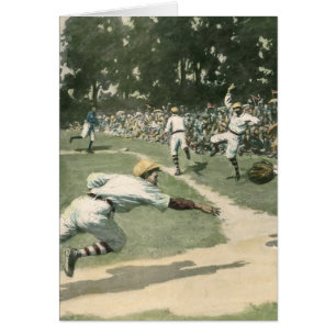 Cartão Esportes Antigos, Jogador de Beisebol Deslizando p