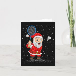 Cartão Esportes de Badminton Papai Noel Jogando Badminton