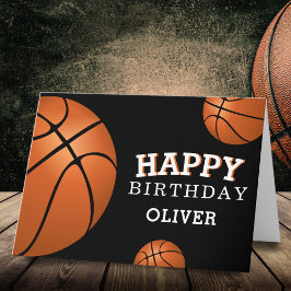 Cartão Esportes de Bola de Basquetebol Feliz Aniversário 