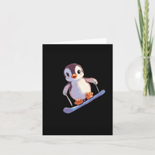 Cartão Esportes De Inverno De Snowboard Cujo Pinguim É Bo