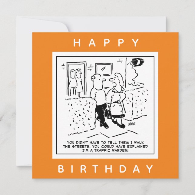 Cartão Esposa Caminha pelas Ruas como Cartoon de Diretor  (Frente)