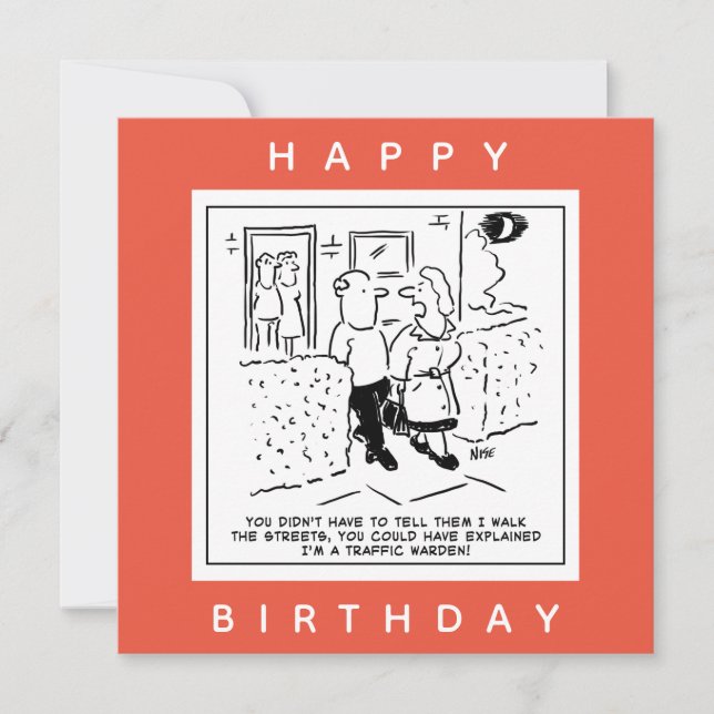 Cartão Esposa Caminha pelas Ruas como Cartoon de Diretor  (Frente)