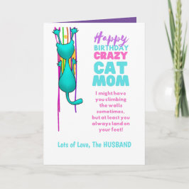 Cartão Esposa De Aniversário Da CAT MOM, Engraçado, Do Ma