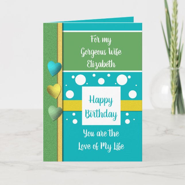 Cartão Esposa de Aniversário por que eu sorrio azul e ver (Frente)