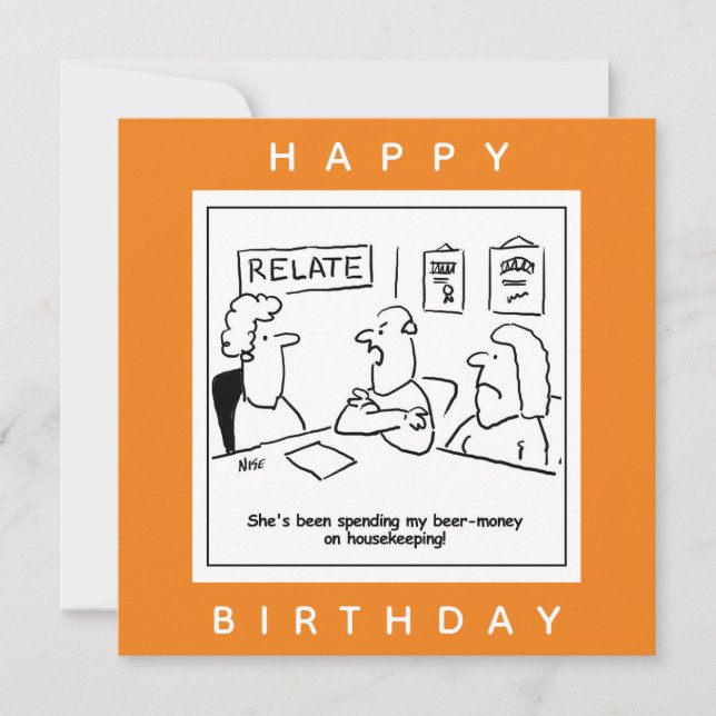 Cartão Esposa Passa Seu Dinheiro De Cerveja Em Cartoon De (Frente)