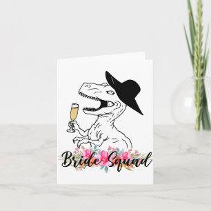 Cartão Esquadrão Brilhante Dinossaur Bridesmaid Floral Ba