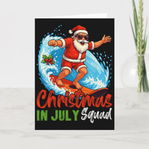 Cartão Esquadrão do Natal em Julho Papai Noel Surfando Ve