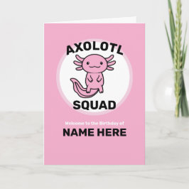 Cartão Esquadrão engraçado e fofo de Axolote personalizáv
