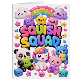 Cartão Esquadrão Squish Panda Arco-íris Brilhante Unicórn