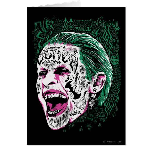 Cartão Esquadrão Suicida | Desenho Da Cabeça De Joker Rid (Frente)