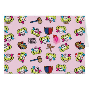 Cartão Esquadrão Suicida   Harley Quinn Emoji Pattern