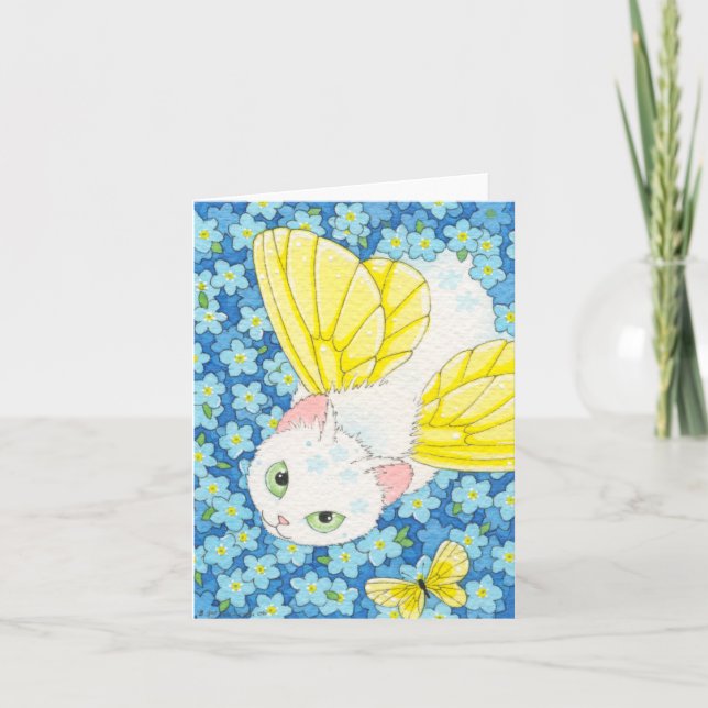 Cartão Esqueça-me, não Cat Fada Notecard Moussart. (Frente)