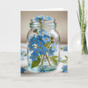 Cartão Esqueça-me-Não Flores por Pensar em Você