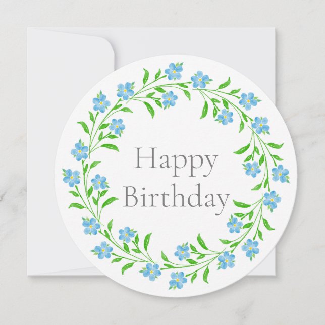 Cartão Esquecer-me da placa de exaustão floral de aquarel (Frente)