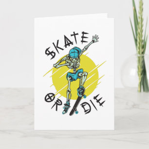 Cartão Esqueletista de skate ou morra