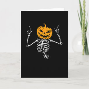 Cartão Esqueleto Abóbora Foguete Halloween Sinistro Homen