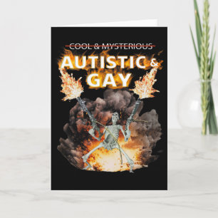 Cartão Esqueleto Autista e Gay Engraçado Esqueleto Autism