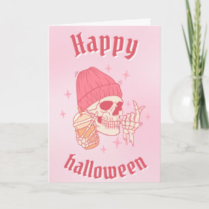 Cartão Esqueleto com Touca Feliz Halloween