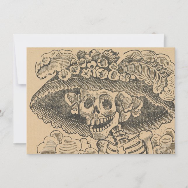 Cartão Esqueleto De Câncer (Calavera Catrina) (Caveira El (Frente)
