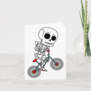 Cartão Esqueleto de corrida de BMX no estilo de Halloween