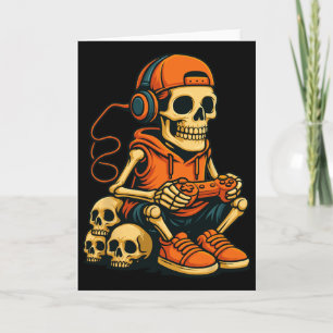 Cartão Esqueleto de Halloween Jogador de Vídeo Game Fanta