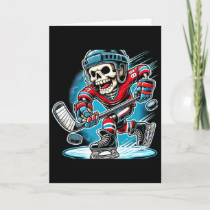 Cartão Esqueleto de Hockey no Halloween
