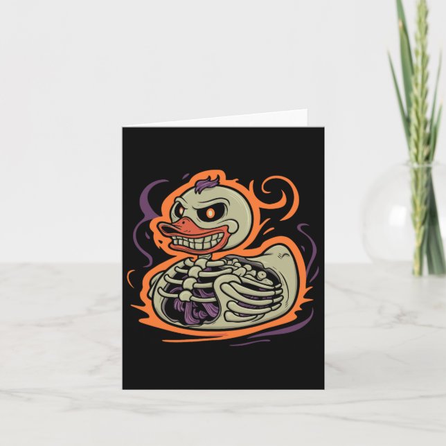 Cartão Esqueleto de Pato de Borracha Fantasia de Pato de  (Frente)