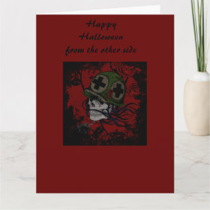 Cartão Esqueleto de soldado Feliz Halloween