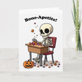 Cartão Esqueleto Divertido de Halloween para Qualquer Um