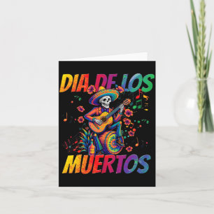 Cartão Esqueleto do Dia De Los Muertos Toca Guitarra Dia 