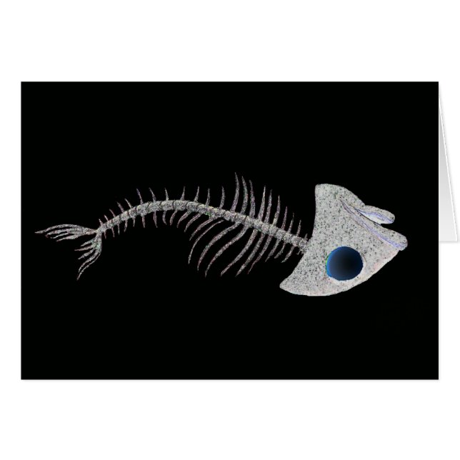 Cartão Esqueleto dos peixes no preto (Frente Horizontal)