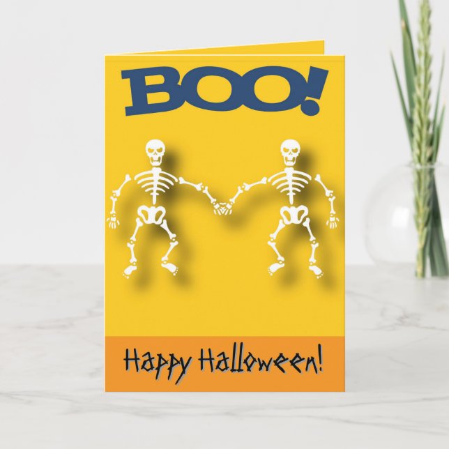 Cartão Esqueleto editável Halloween  (Frente)
