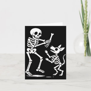 Cartão Esqueleto Engraçado Brincando Com Cachorro Hallowe
