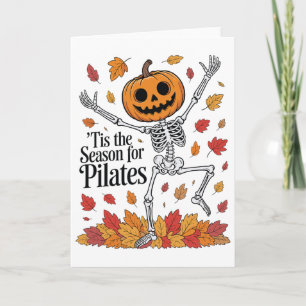 Cartão Esqueleto engraçado de Pilates Abóbora Yoga Hallow