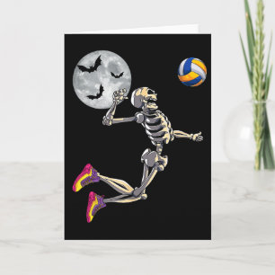 Cartão Esqueleto Engraçado Jogando Volleyll Feliz Dia das