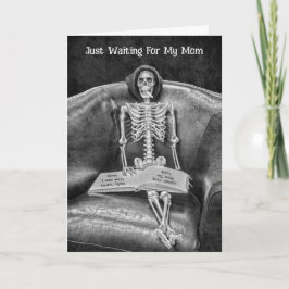 Cartão Esqueleto Gótico, Preto E Engraçado Branco