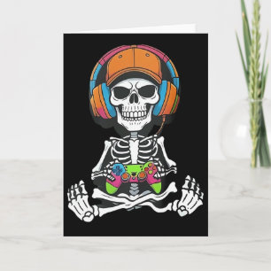 Cartão Esqueleto Jogo de Vídeo Halloween Jogos Gamer Meni