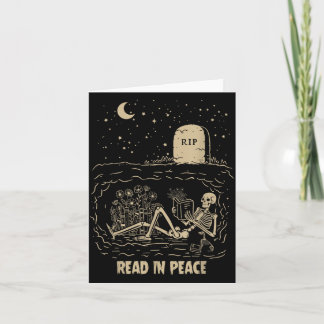 Cartão Esqueleto Lendo Livros Divertido Leia Em Paz