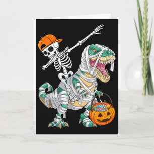 Cartão Esqueleto Montando Dinossauro Dançando Dab T Rex H