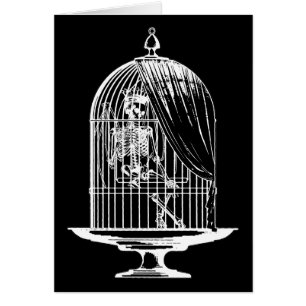 Cartão Esqueleto numa Birdcage