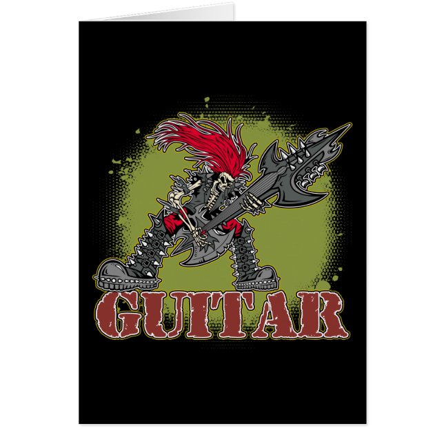 Cartão Esqueleto que joga a guitarra elétrica (Frente)