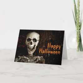 Cartão Esqueleto Risonho Halloween Personalizável