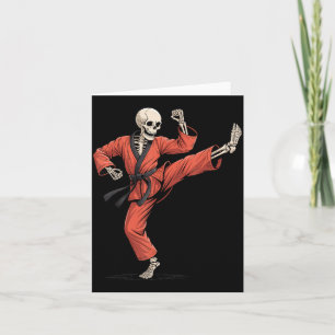 Cartão Esqueleto Taekwondo Fantasia Divertida de Hallowee