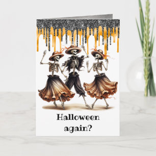 Cartão Esqueletos Dançantes Divertidos Halloween
