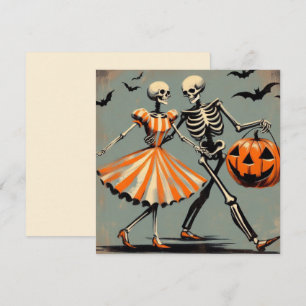 Cartão Esqueletos de Halloween e Jack O'Lantern Vintage