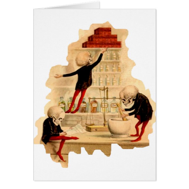 Cartão Esqueletos loucos do cientista (Frente)
